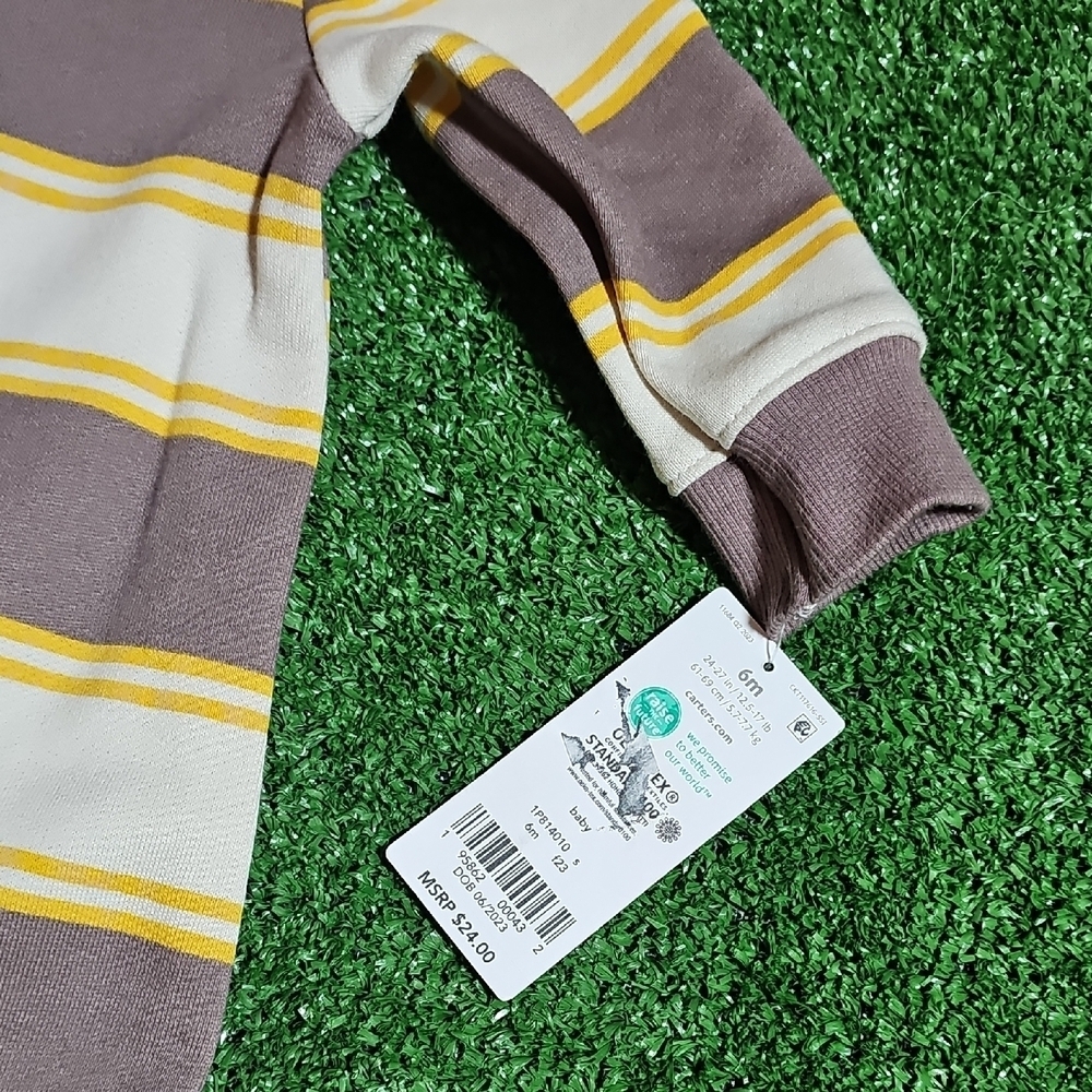 Carter's Striped Brown and Yellow Hooded Footie - Picture 2 of 5